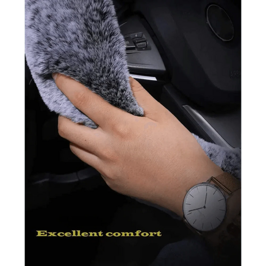 3Pcs Set Winter Fashion Wool Fur Soft Furry Car Steering Wheel Covers 16 Colors Winter Universal Hand Brake Gear Cover Car Accessories