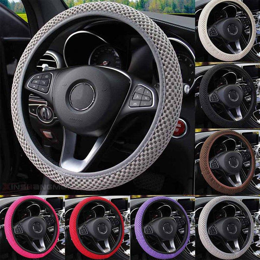 1Pcs Ice Silk Steering Wheel Cover Non-Slip Car Wheel Cover Protector Breathable Microfiber Universal For Leather Viscose, Breathable, Anti-Slip Steering Wheel Cover Wear-resistant Anti-slip Car Accessories Black Red Rose Gray Beige Purple