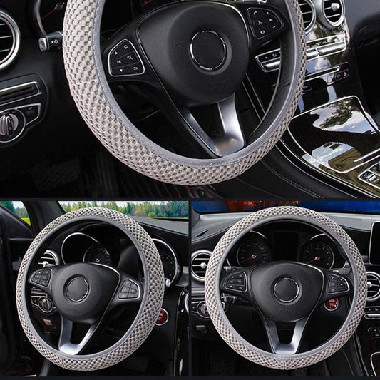 1Pcs Ice Silk Steering Wheel Cover Non-Slip Car Wheel Cover Protector Breathable Microfiber Universal For Leather Viscose, Breathable, Anti-Slip Steering Wheel Cover Wear-resistant Anti-slip Car Accessories Black Red Rose Gray Beige Purple