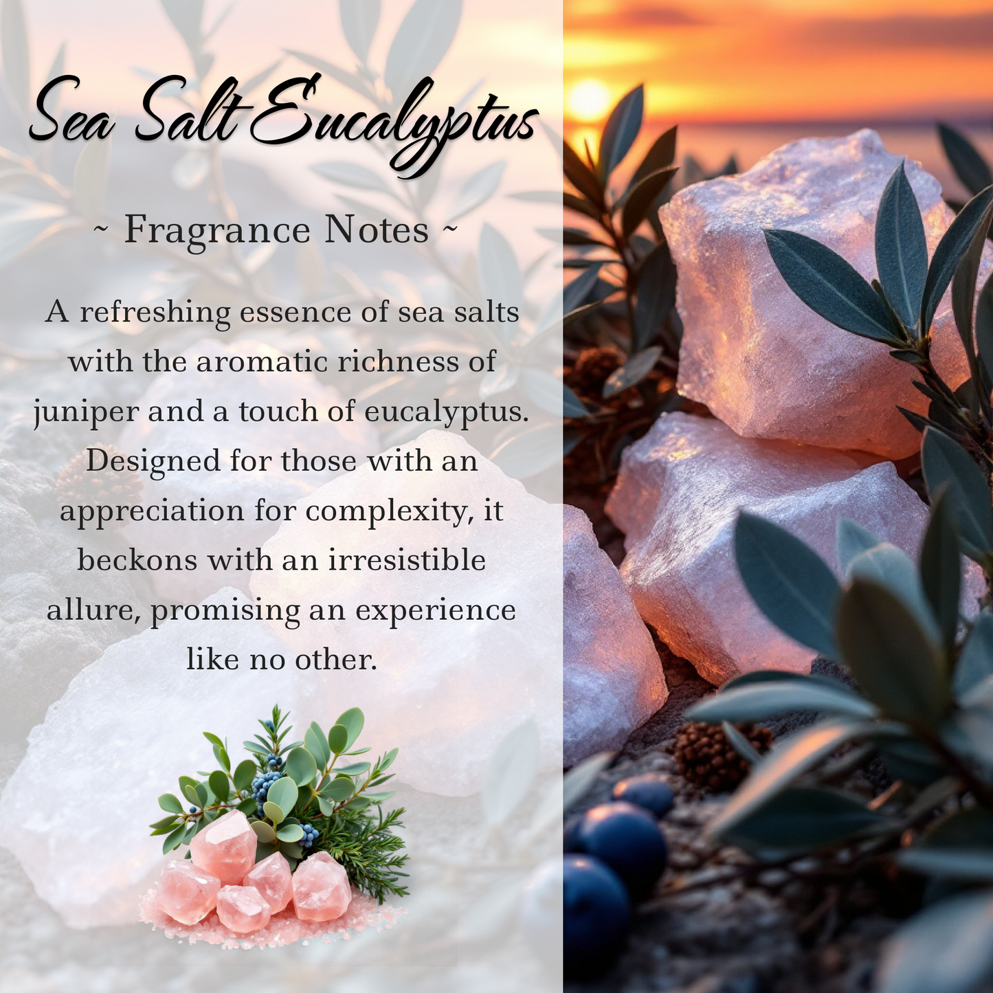 Sea Salt Eucalyptus Crystal-Enhanced Oil Diffuser, Car Air Freshener, 8ml
