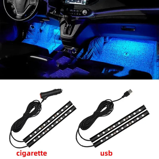2-in-1 LED Car Neon Interior Light – USB & Cigarette Lighter Footwell Ambient Light, Car Backlight Atmosphere Lamp Accessories
